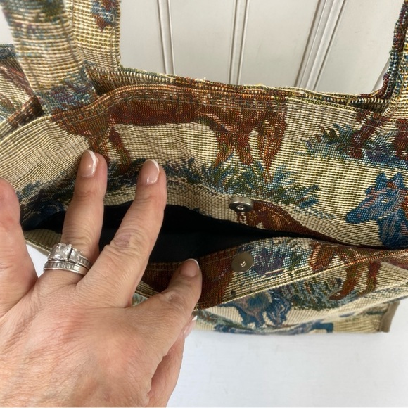 Vintage Jade Horse Equestrian Theme Shoulder Tote Bag - Picture 3 of 13